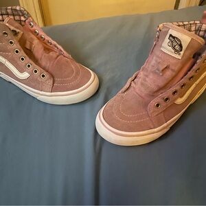 MT Pink Plaid-Trim High Top Sneaker